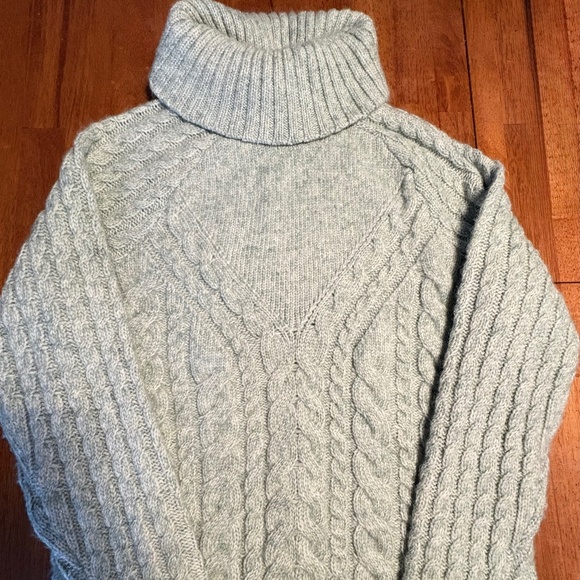 Style & Co. Sweaters - Style & Co Turtleneck Sweater Cable Knit Green with Metallic Thread Size S